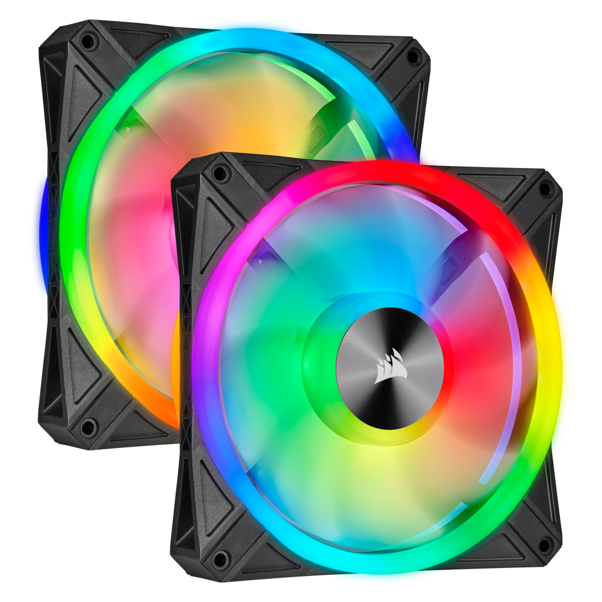 Corsair iCUE QL140 RGB PWM 2er-Pack | 140mm Gehäuselüfter inkl. Lighting Node CORE