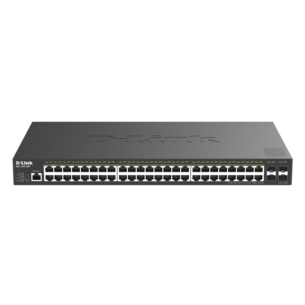 D-Link DGS-1250-52XP Smart Managed Switch 52-Port, 48x Gigabit RJ45 (PoE+), 4x 10G SFP+, Layer 2+