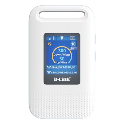 D-Link DWR-933W 4G LTE+ WiFi 6 Mobiler Hotspot 4G LTE bis zu 300 Mbit/s (DL), WLAN AX600 Dualband - Farbe: Weiß