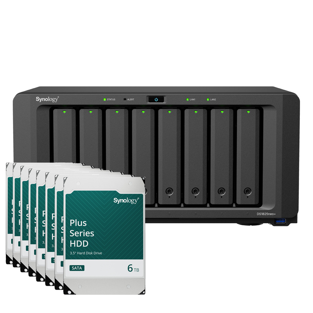 Synology DS1825neo+ 48TB Plus HDD NAS-Bundle NAS inkl. 8x 6TB Synology Plus 3.5 Zoll SATA Festplatte