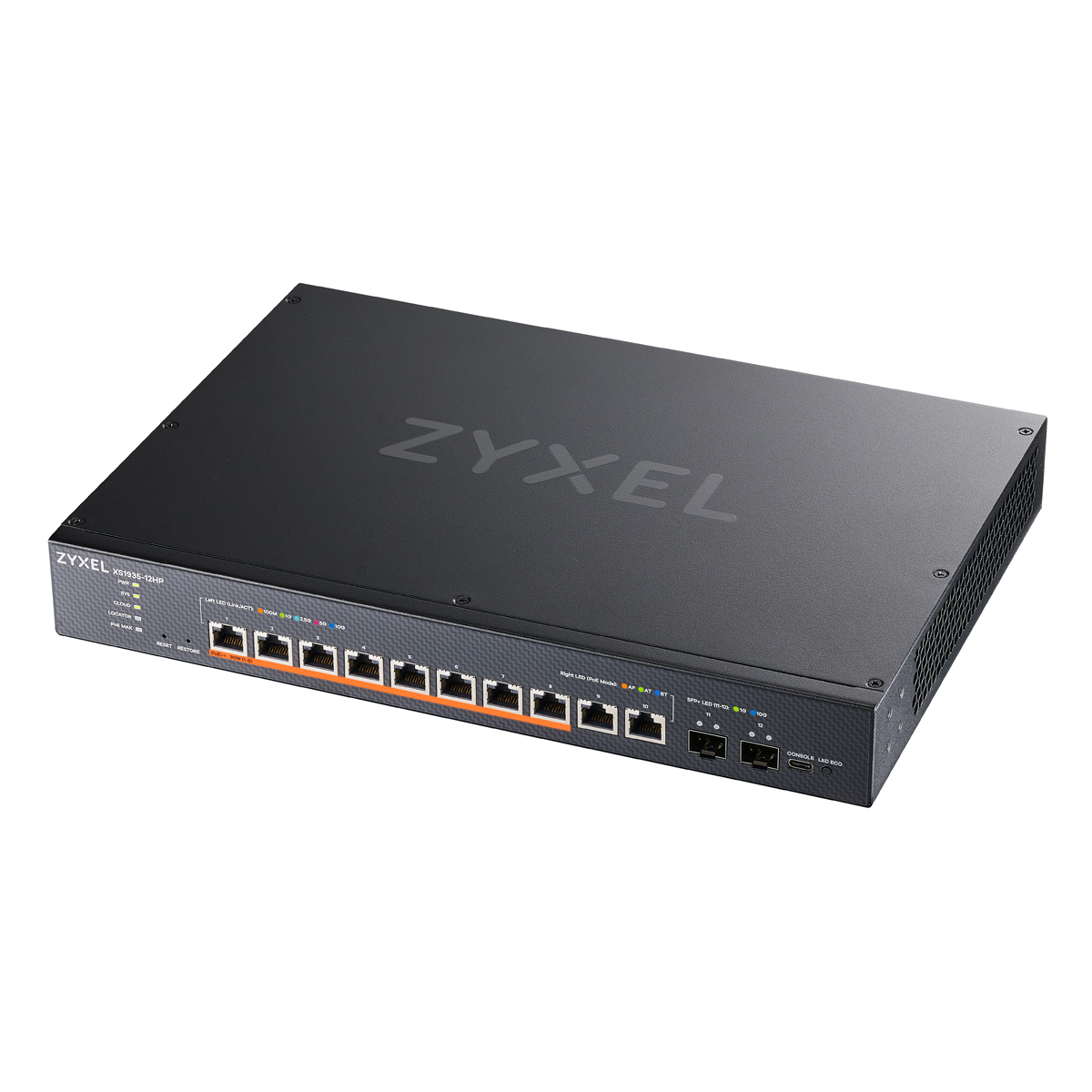 Zyxel XS1935-12HP Smart Managed Switch 12-Port, 10x 10G RJ45 (8x PoE++), 2x 10G SFP+, Nebula Cloud