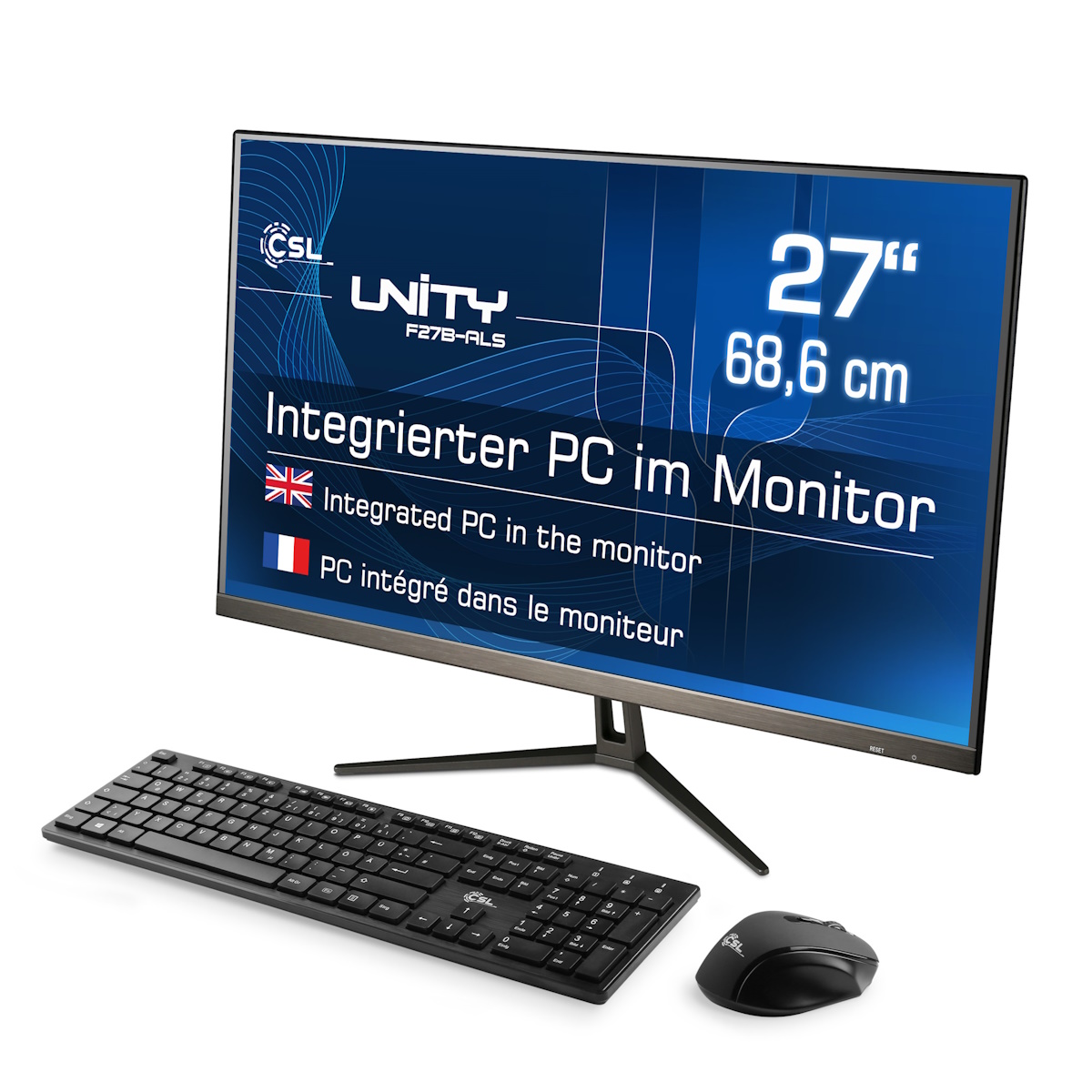 CSL Unity F27B-ALS All-in-One PC 27" (68,6cm) FHD Display, Intel N200, 32GB RAM, 512GB M.2 SSD, Intel Grafik, Wi-Fi 6, B...