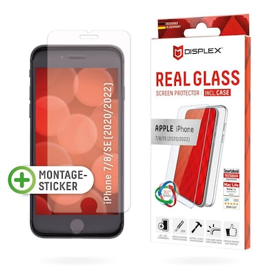 DISPLEX Panzerglas (10H) + Schutzhülle für Apple iPhone 7/8/SE (2020/2022), Montagesticker, + Case, Tempered Glas, kratzer-resistente Schutzfolie