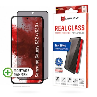 Thumbnail - DISPLEX Privacy Fullcover Panzerglas (10H) f. Samsung S23 Plus Eco-Montagerahmen, Privacy Filter, Tempered Glas, kratzer...