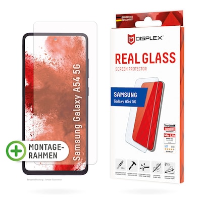 Thumbnail - DISPLEX Panzerglas 2D/ Clear (10H) für Samsung Galaxy A54 5G Eco-Montagerahmen, Tempered Glas, kratzer-resistente Schutz...