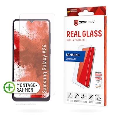 DISPLEX Panzerglas 2D/ Clear (10H) für Samsung Galaxy A24/A25 5G Eco-Montagerahmen, Tempered Glas, kratzer-resistente Sc...