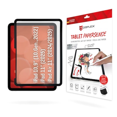 DISPLEX PAPERSENSE für iPad 10,9''/11", iPad Air 11" wieder ablösbare Schreib- und Zeichenfolie mit Paper Feeling für ein Schreibgefühl wie auf Papier
