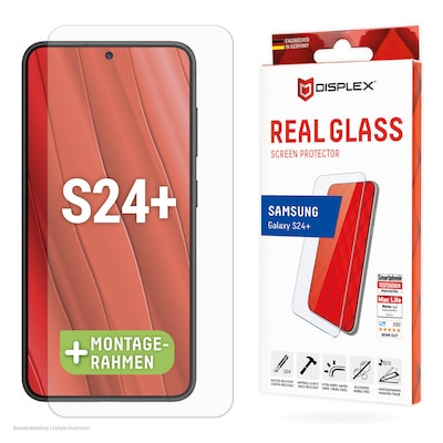 Displex Panzerglas (10H, 2D) für Samsung Galaxy S24+/S25+, Eco-Montagerahmen, kratzer-resistent