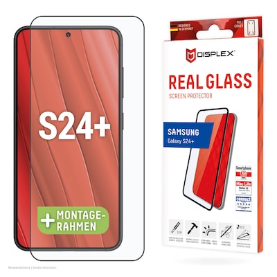 Displex Panzerglas (10H) für Samsung Galaxy S24+/S25+, Eco-Montagerahmen, Full Cover