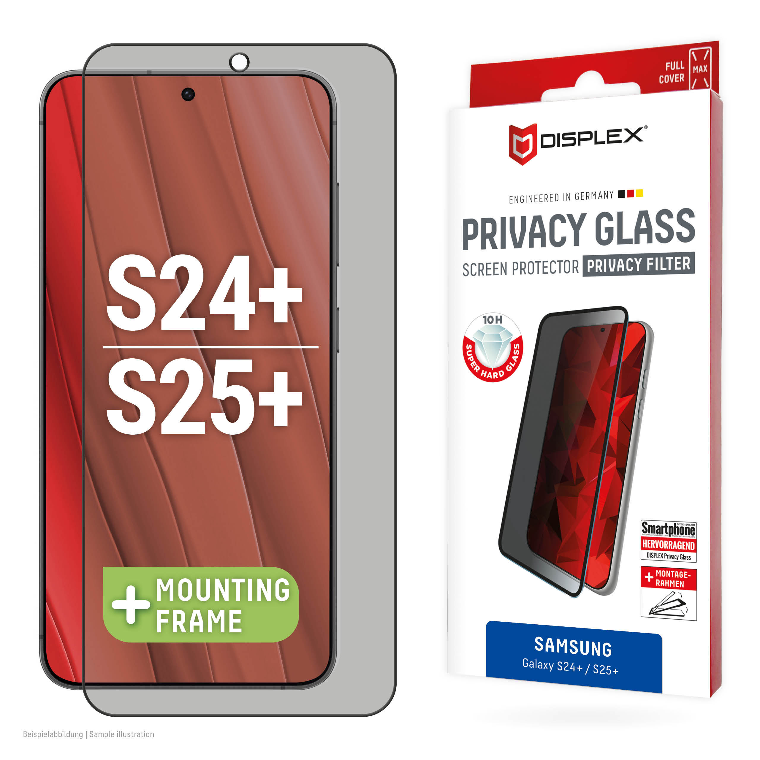DISPLEX Privacy Full Cover Panzerglas (10H) für Samsung Galaxy S24+/S25+