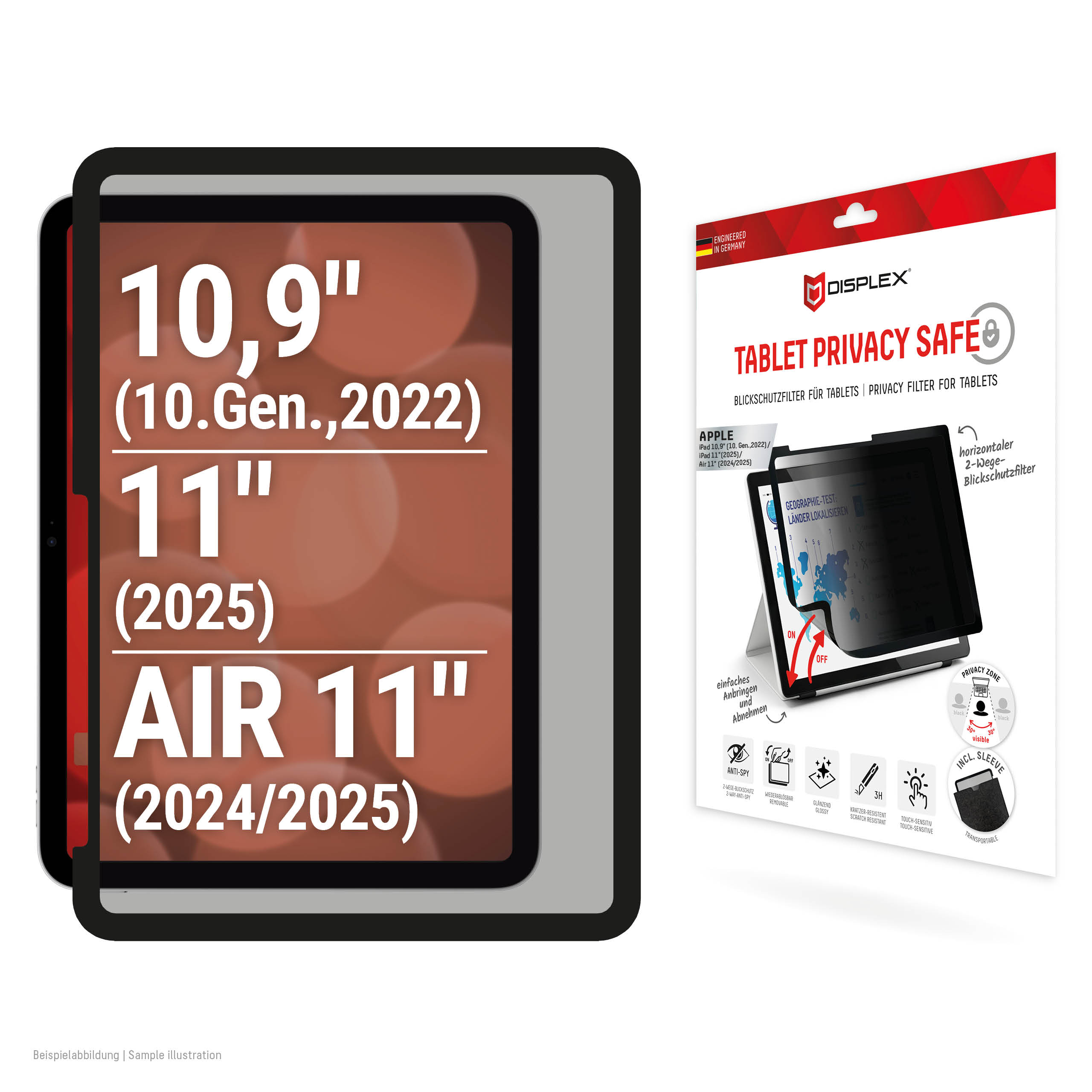 DISPLEX Privacy Safe für iPad 10,9"/11"/Air 11"2024/25 Schutzfolie