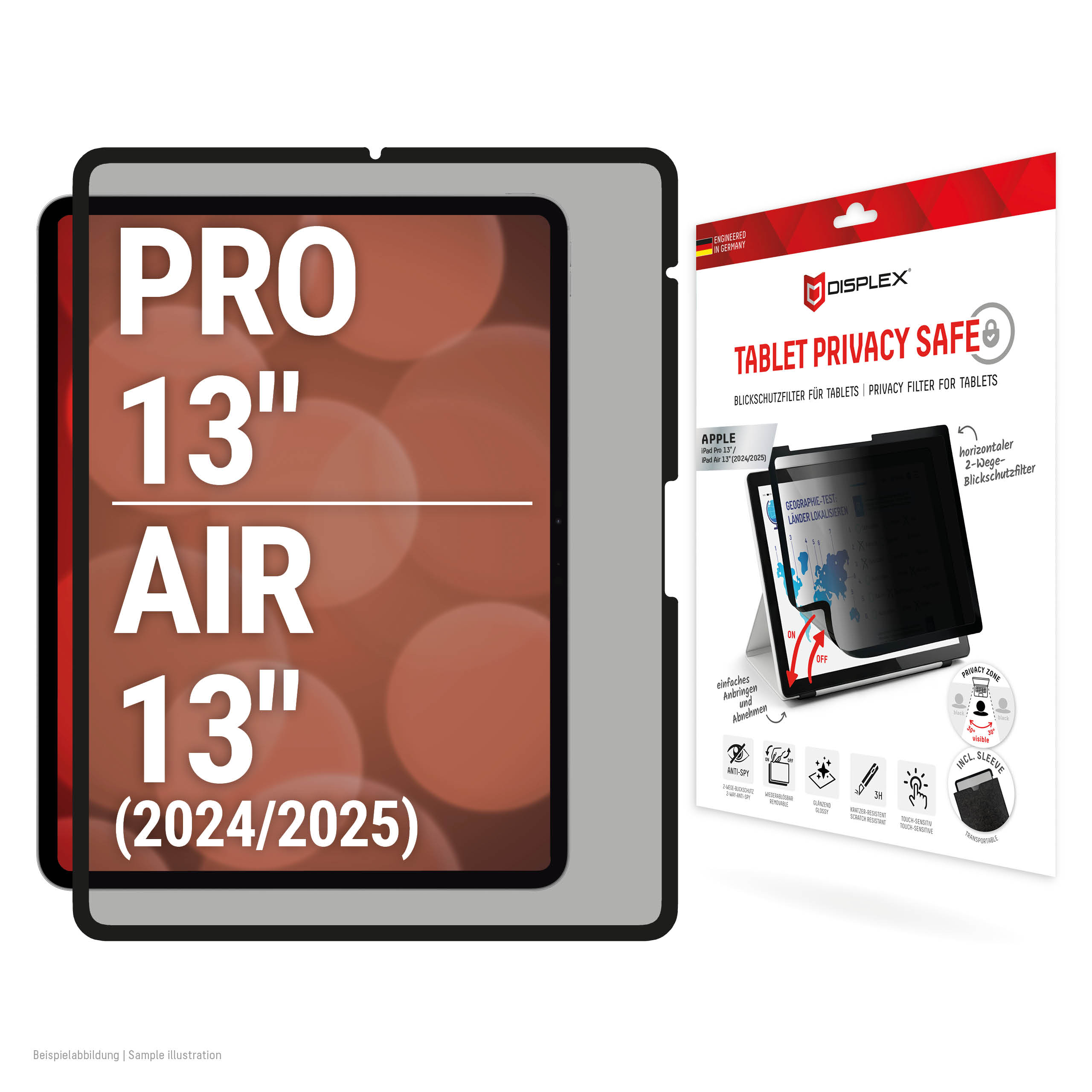 DISPLEX Privacy Safe Schutzfolie für iPad Pro/Air 13"(2024/25)