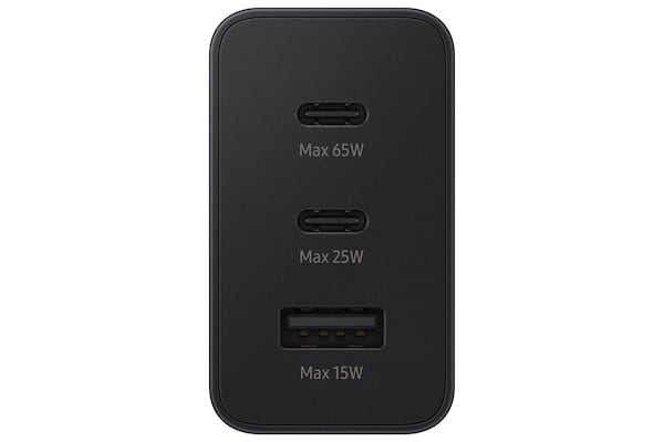 Samsung Reiseladegerät Trio (65W), schwarz Drei Anschlüsse (USB Type-C/ USB-A), PD 3.0 und Super Fast Charging bis zu 65...