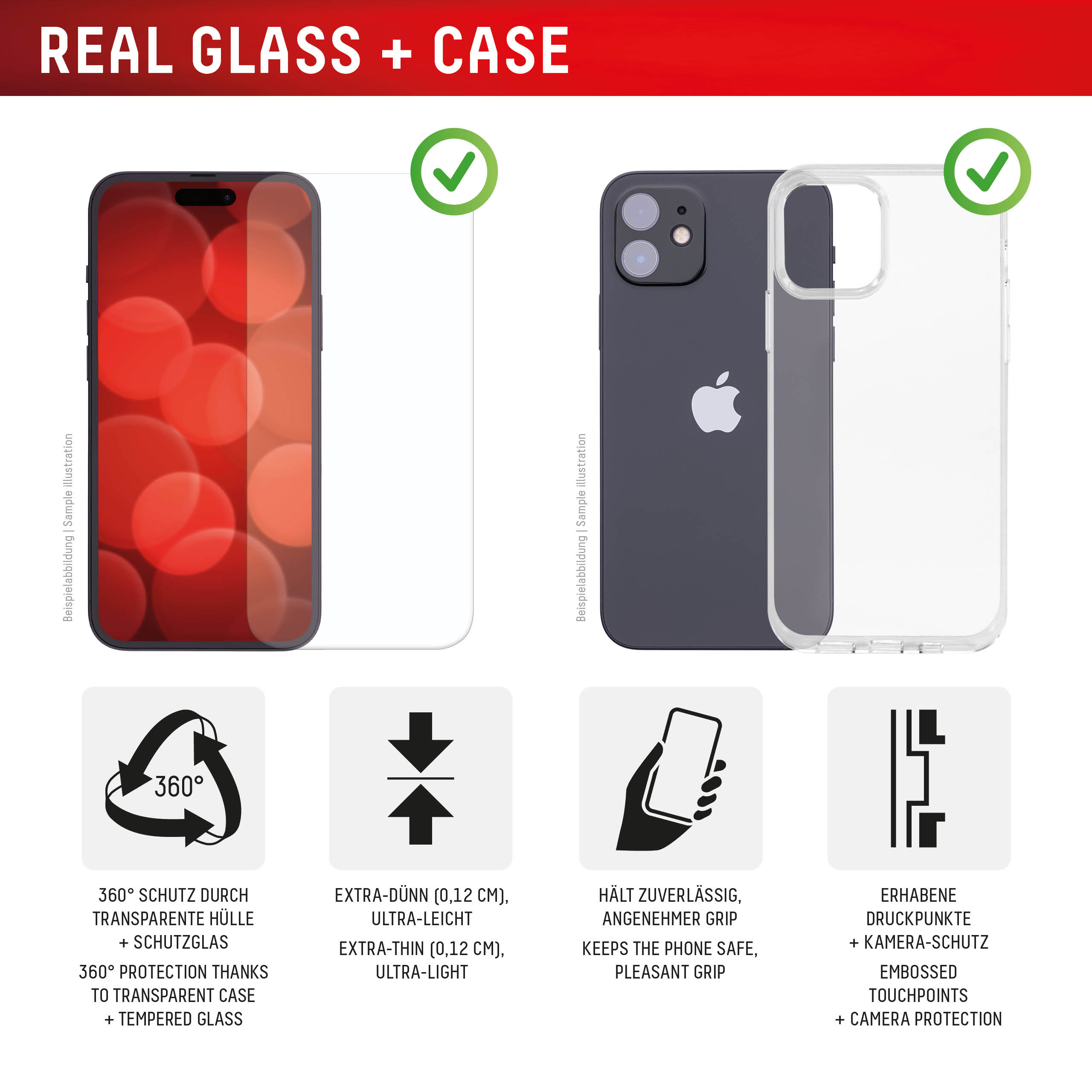 DISPLEX Glas + Schutzhülle für Apple iPhone 17 Handytaschen Produkt Bild 2