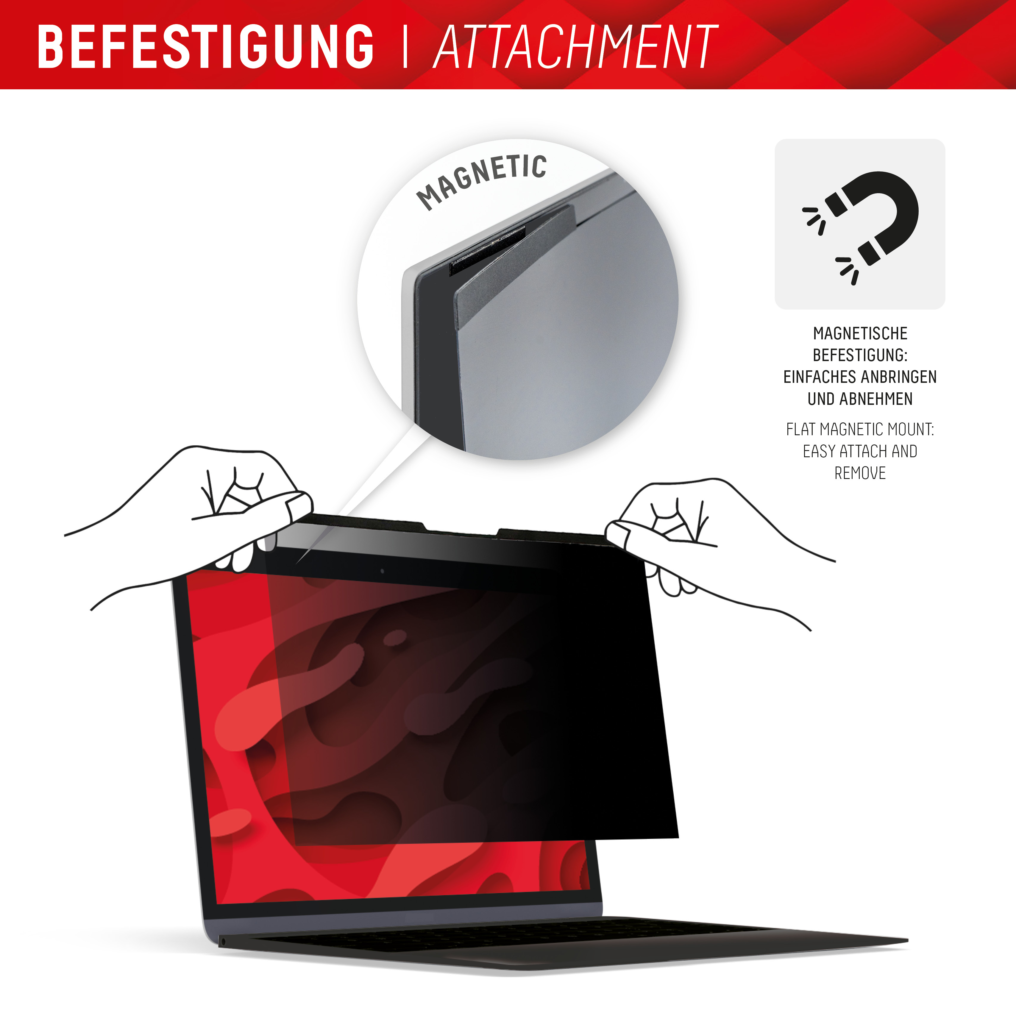 DISPLEX Privacy Safe Blickschutzfolie Universal (Mag) 14", 16:10 Displayfolien Produkt Bild 2