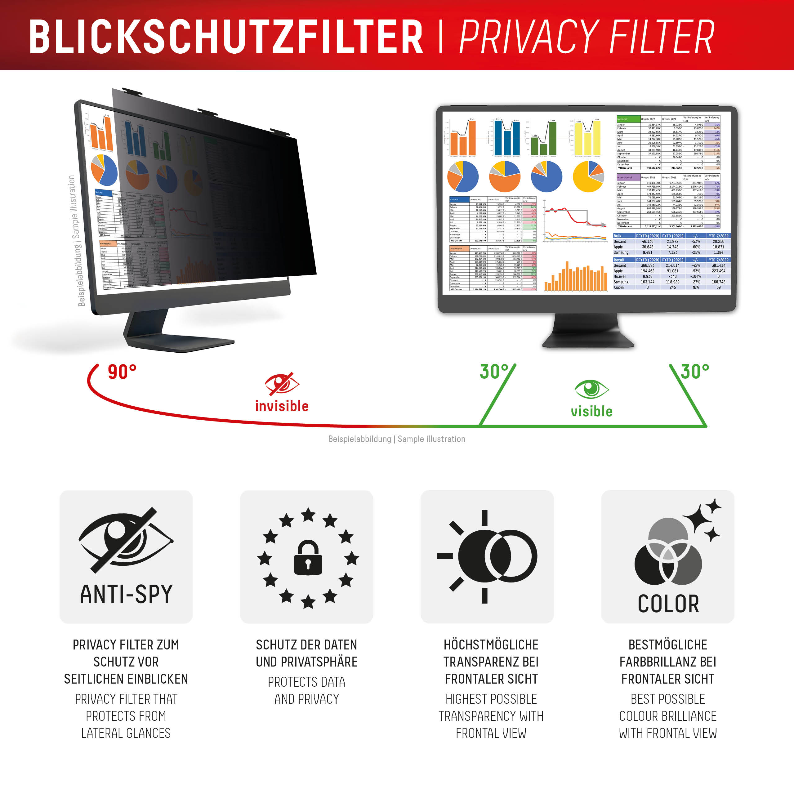 DISPLEX Privacy Blickschutzfilter Safe Desktop Uni 27" (16:10) Displayfolien Produkt Bild 7