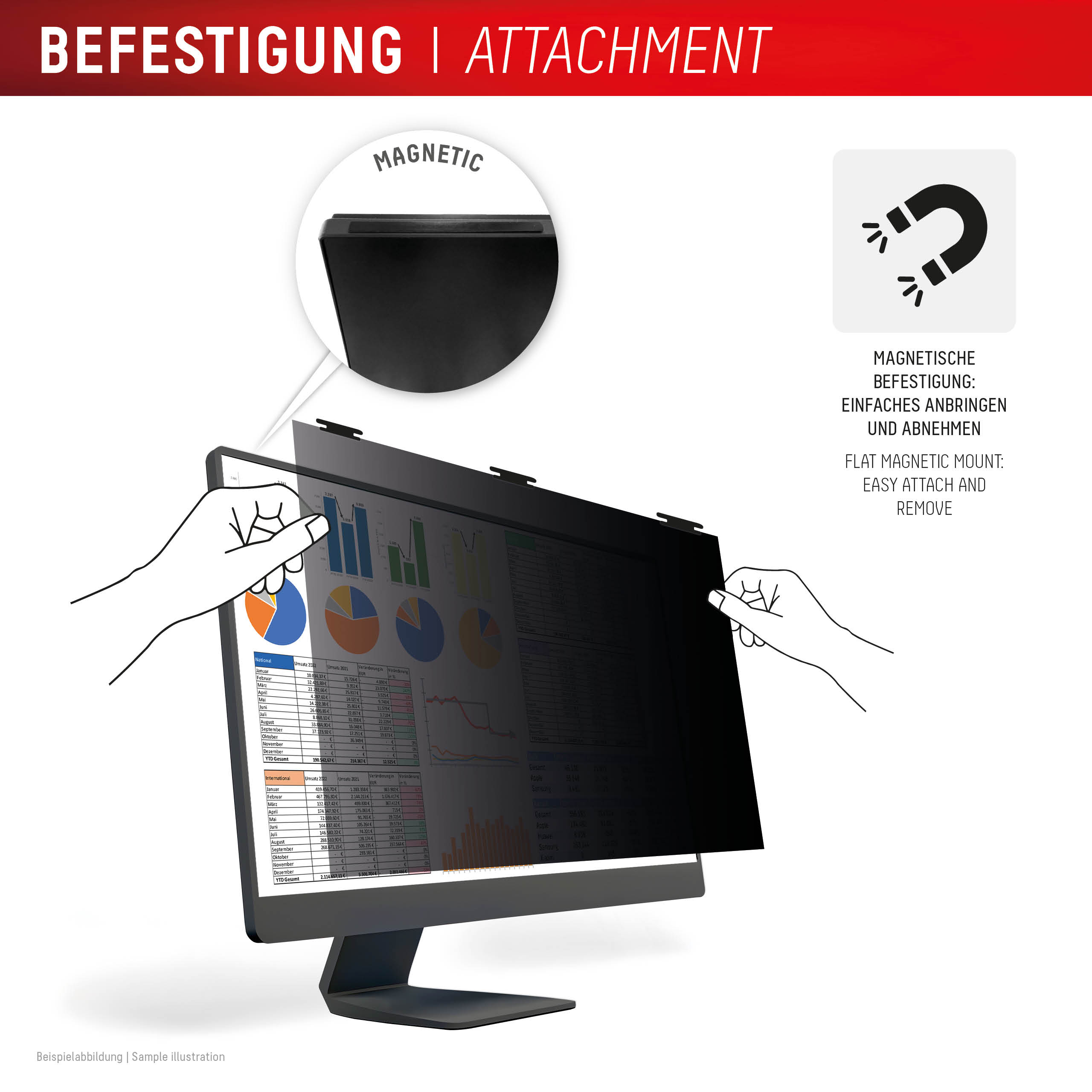 DISPLEX Privacy Blickschutzfilter Safe Desktop Uni 27" (16:10) Displayfolien Produkt Bild 5
