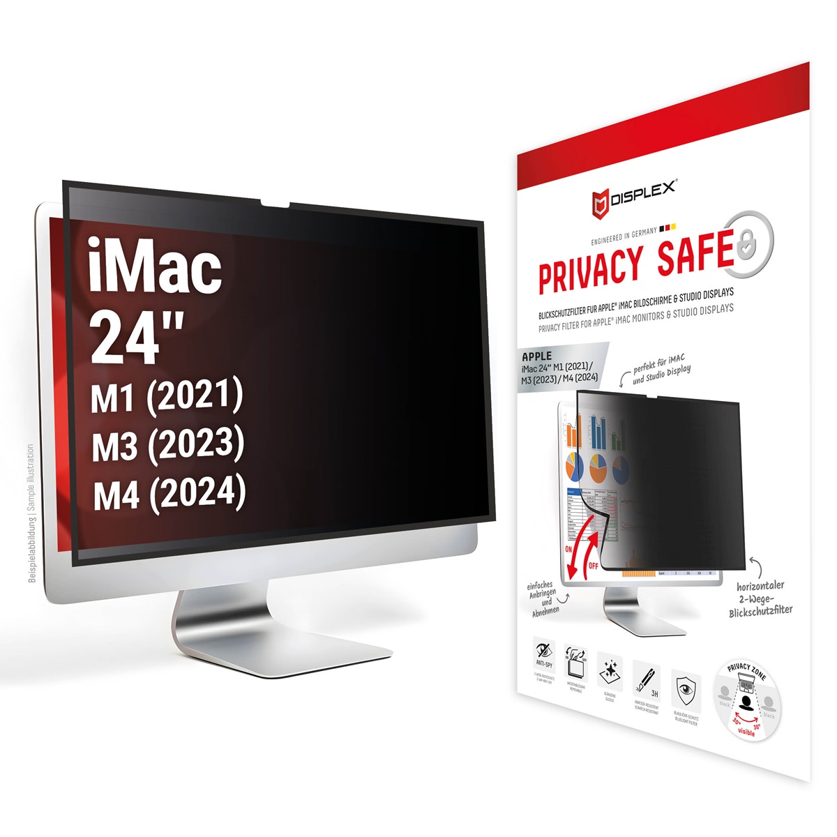 DISPLEX Privacy Blickschutzfolie Safe Apple iMac 24" M1/M3/M4