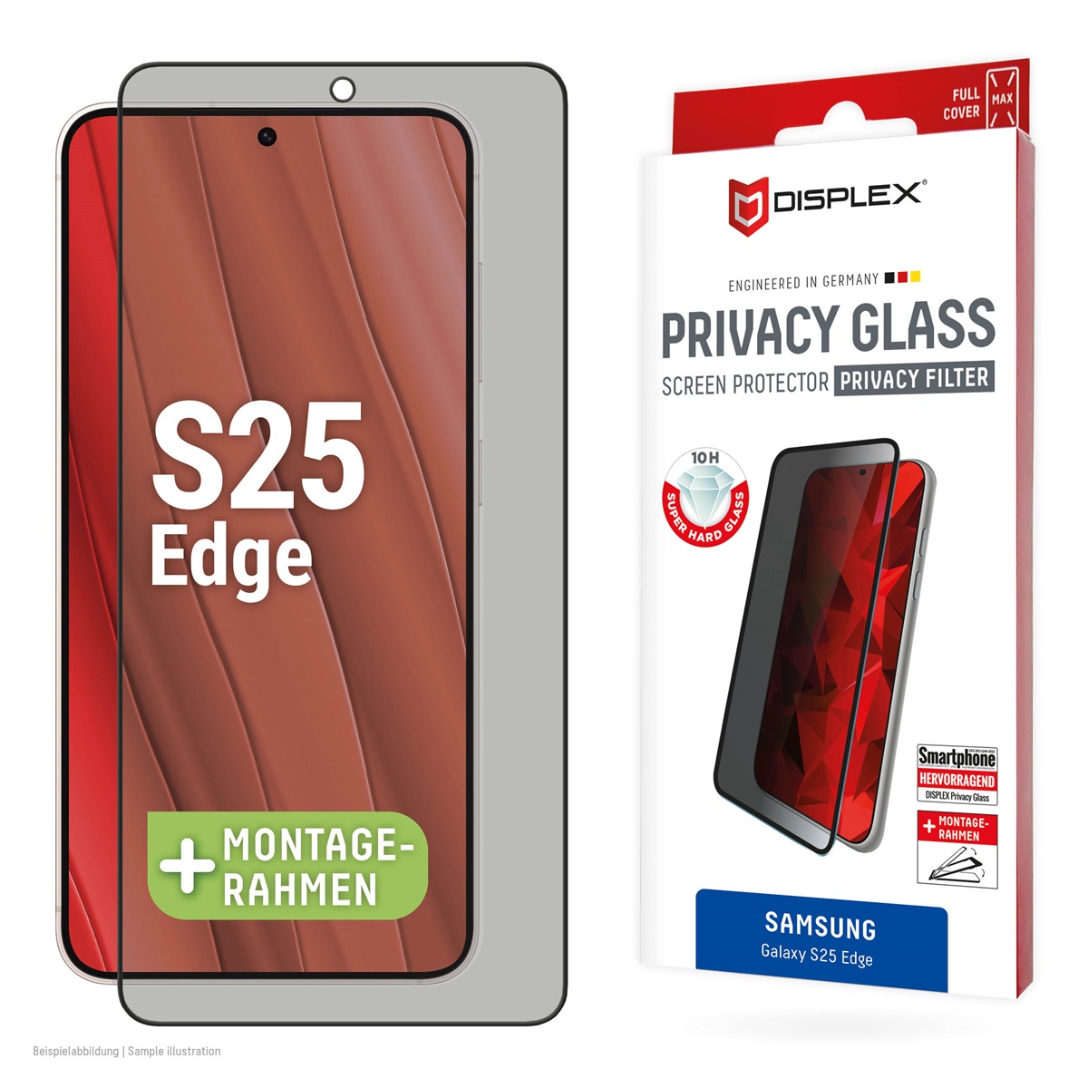 DISPLEX Privacy Glass Schutzfolie FC Samsung Galaxy S25 Edge Panzerglas mit Sichtschutz