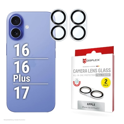 Thumbnail - DISPLEX CamGlass All-In-One iPhone 16/16 Plus/17 2 Stück