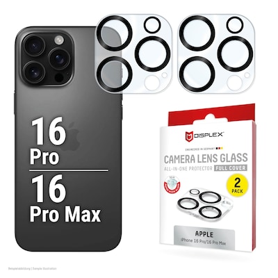 DISPLEX CamGlass All-In-One iP 16 Pro/16 Pro Max - Farbe: Transparent