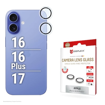 DISPLEX CamGlass Single Lens iPhone 16/16 Plus/17 - Farbe: Transparent