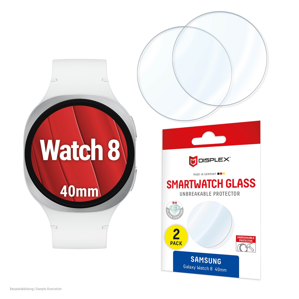 Thumbnail - DISPLEX Glass Schutzfolie Samsung Galaxy Watch8, 40mm 2 Stück