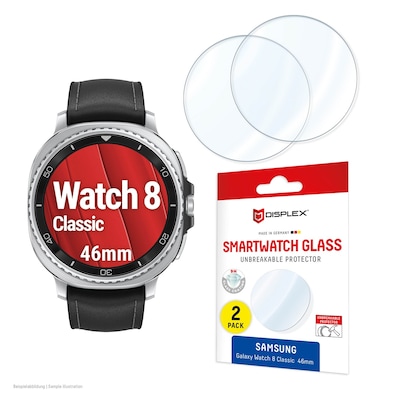 DISPLEX Glass Schutzfolie Samsung Galaxy Watch8 Classic, 46mm 2 Stück