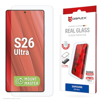 Displex Panzerglas (10H, 2D) für Samsung S26 Ultra,MountMaster kratzer-resistent