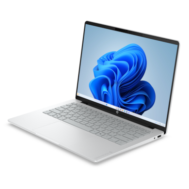Hp omnibook 5 14-hk0150ng | 14" wuxga oled 300 nits | intel core 5-120u | 16gb ram 512gb ssd | windows 11 prenosnik 2 Hp omnibook 5 14-hk0150ng odprt prenosnik v srebrni barvi