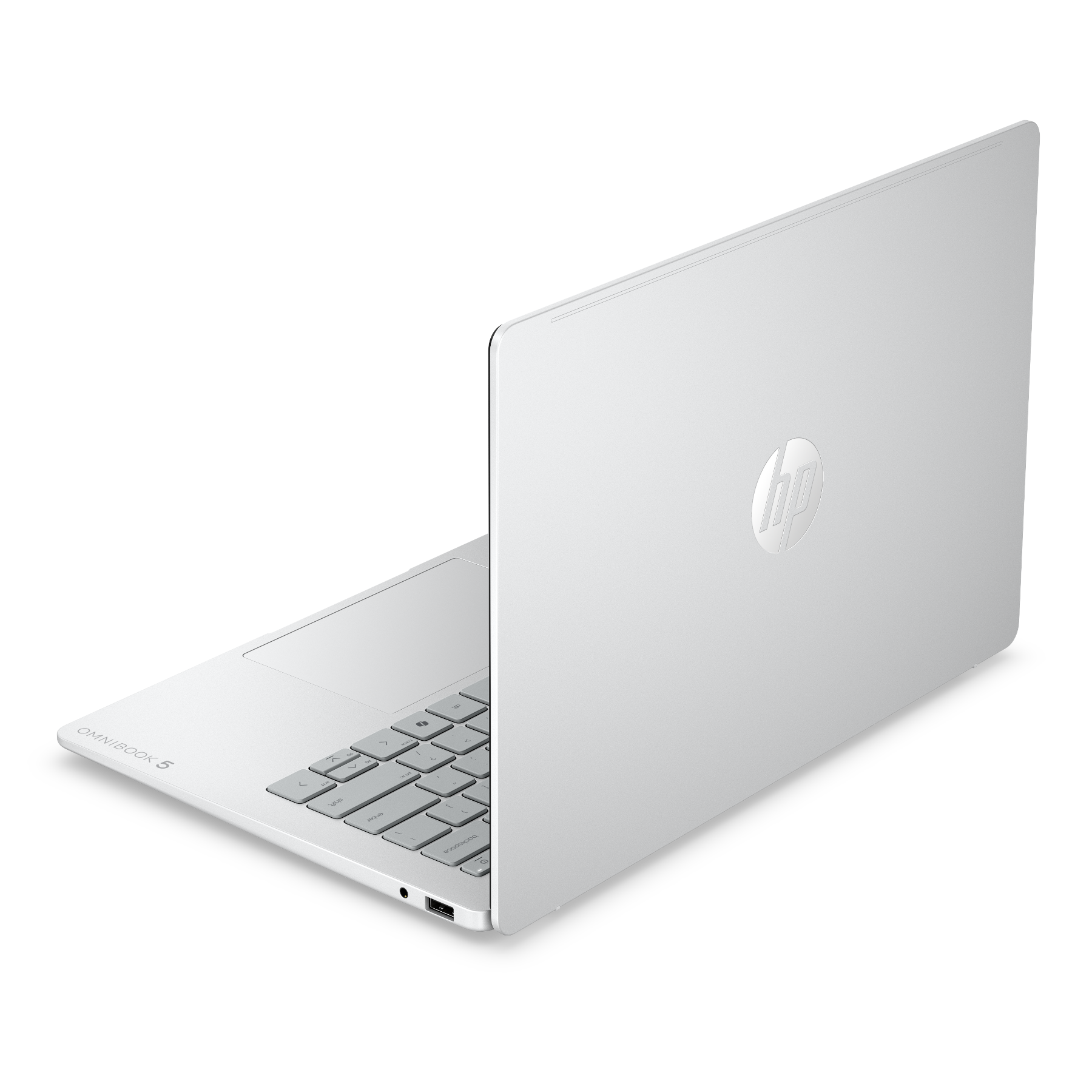Hp omnibook 5 14-hk0150ng zadnji pogled prenosnika v srebrni barvi