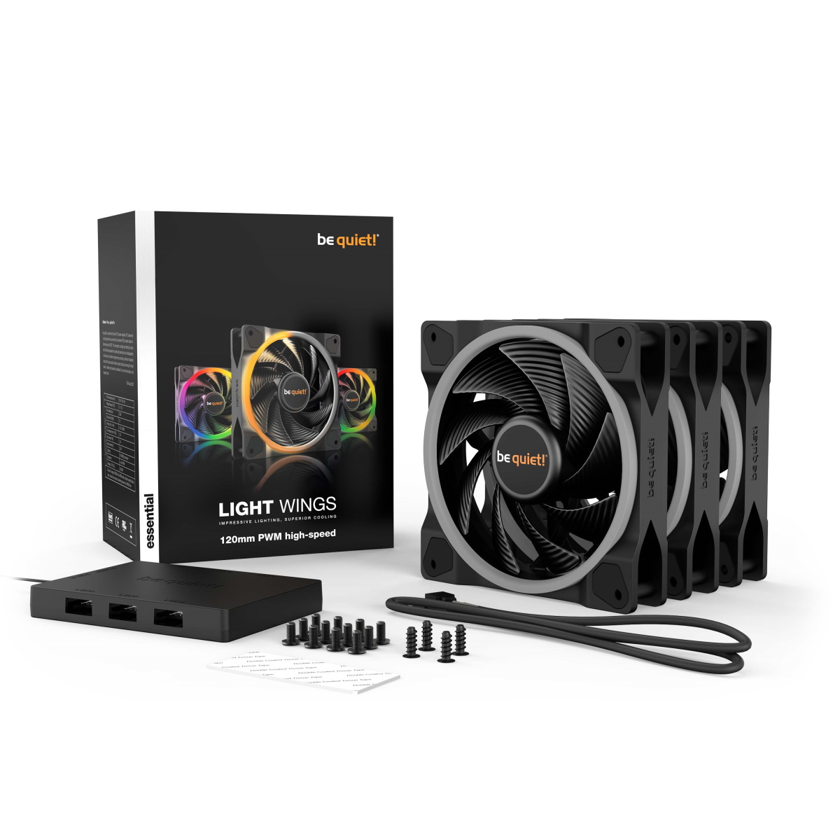 be quiet! LIGHT WINGS 120mm PWM high-speed | 3er-Set Gehäuselüfter Kühlung Produkt Bild 4