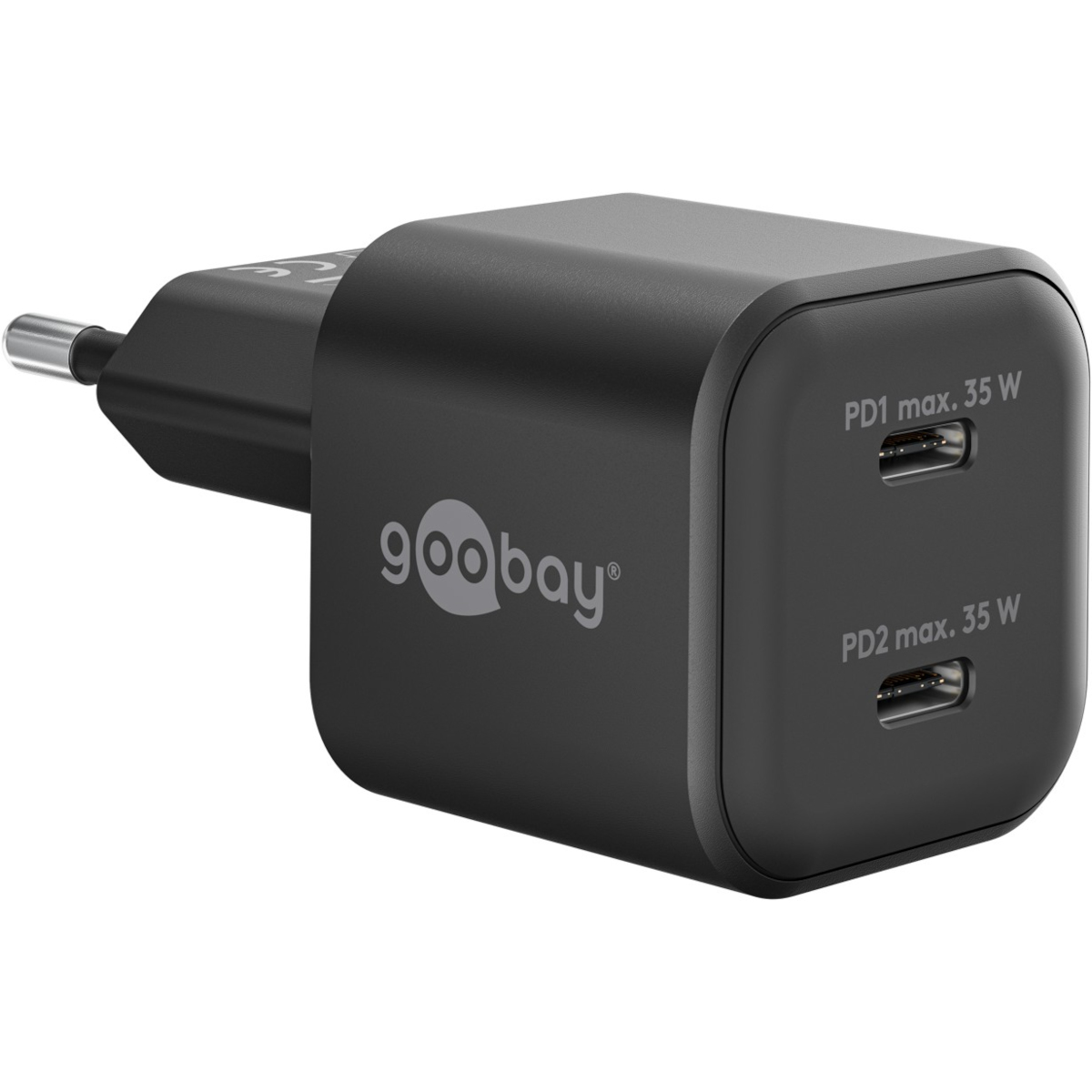 Goobay USB-C™ PD GaN Dual-Schnellladegerät Nano (35 W) schwarz