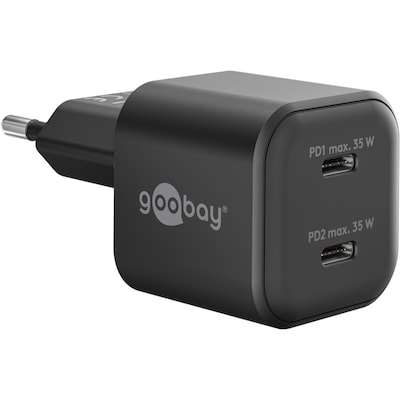 Goobay USB-C™ PD GaN Dual-Schnellladegerät Nano (35 W) schwarz