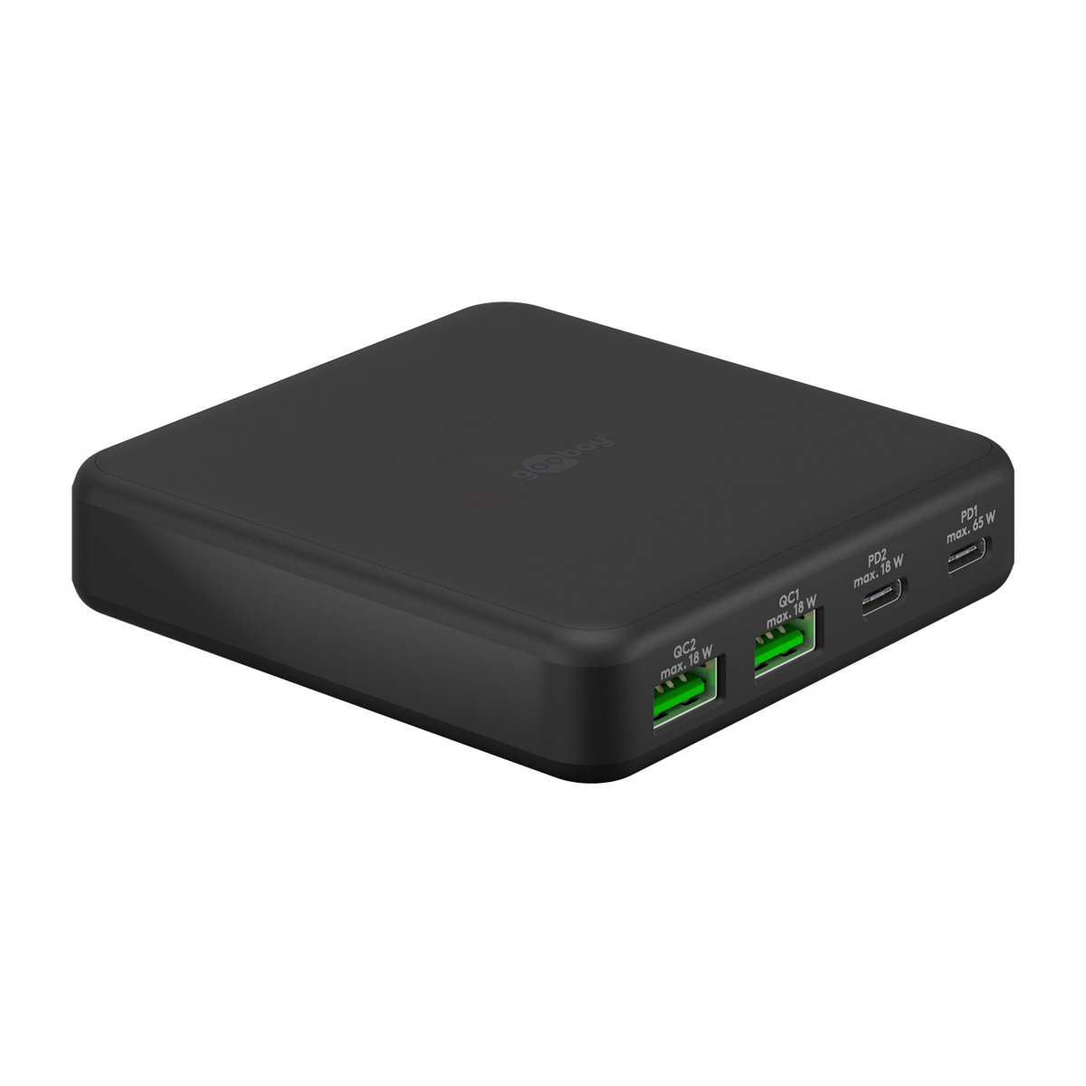 Goobay USB-C™ PD GaN Multiport-Tischladegerät (65 W) schwarz