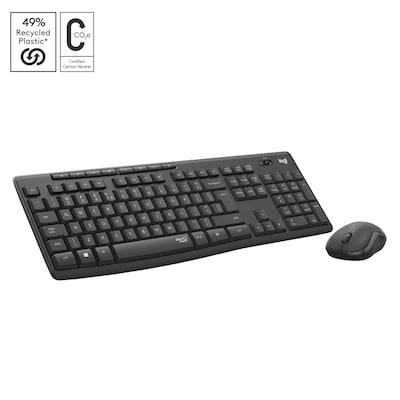 Logitech MK295 Desktopset, US-Layout, kabellos, Spritzwassergeschützt, SilentTouch-Technologie, 8 Sondertasten