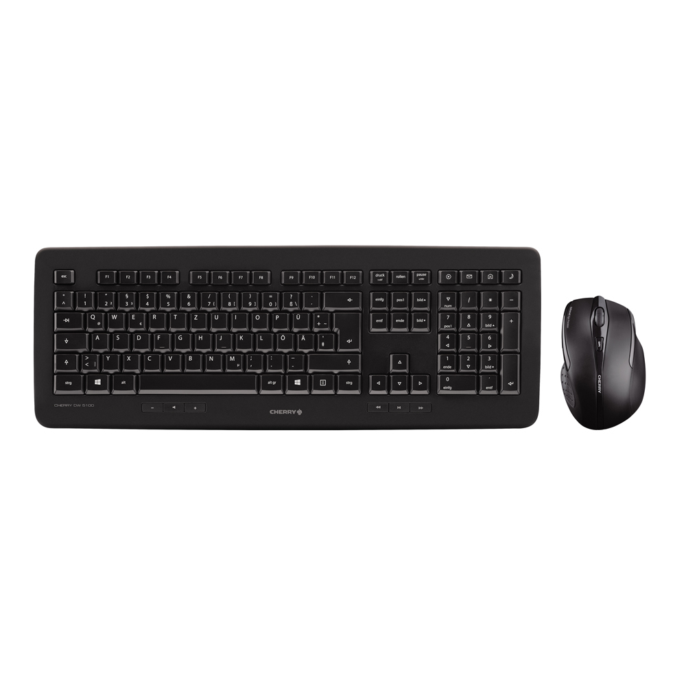 CHERRY kabelloses Set DW 5100, Tastatur- und Maus, B-Ware schwarz, mit abriebfester Laserbeschriftung der Tasten