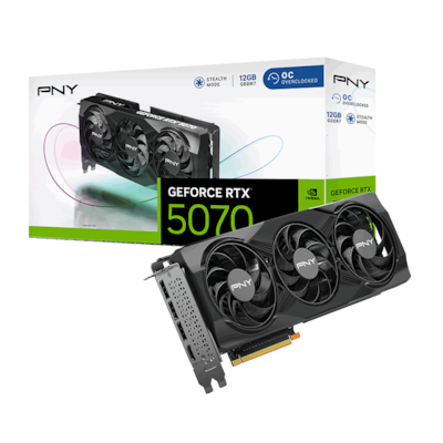 PNY GeForce RTX 5070 Overclocked Triple Fan - 12GB GDDR7, HDMI, 3x DP