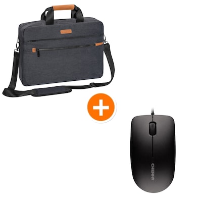 PEDEA Notebooktasche "Elegance" Pro 15,6" + CHERRY MC 1000 kabelgebundene Maus, Infrarot Sensor
