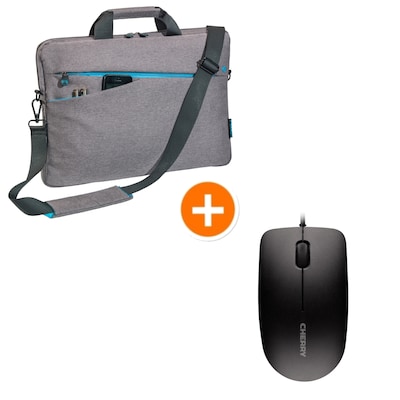 PEDEA Notebook Tasche "Fashion" 15,6" + CHERRY MC 1000 Maus , grau