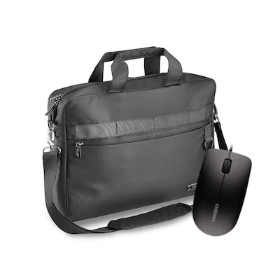 PEDEA Laptoptasche 15,6 Zoll "Clutch" + CHERRY MC 1000 Maus Notebook Umhängetasche mit Tablet Fach, schwarz