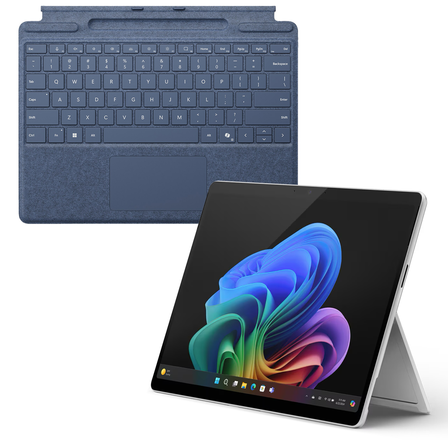 Thumbnail - Microsoft Surface Pro Copilot+ PC 13" - 16GB - 512GB - X Elite inkl. Pro Keyboard mit Stiftaufbewahrung sapphire - 13" O...