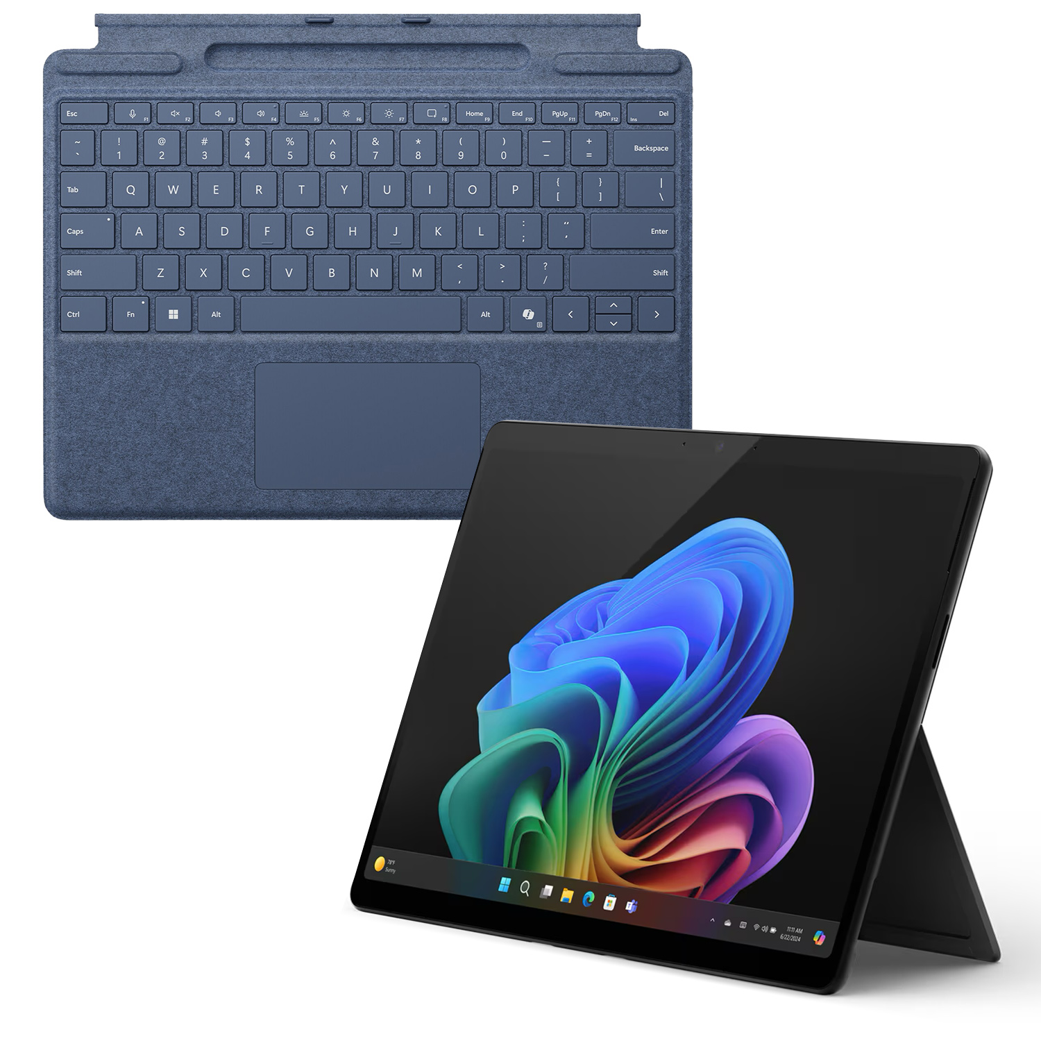 Thumbnail - Microsoft Surface Pro Copilot+ PC 13" - 16GB - 1TB - X Elite inkl. Pro Keyboard mit Stiftaufbewahrung sapphire - 13" OLE...
