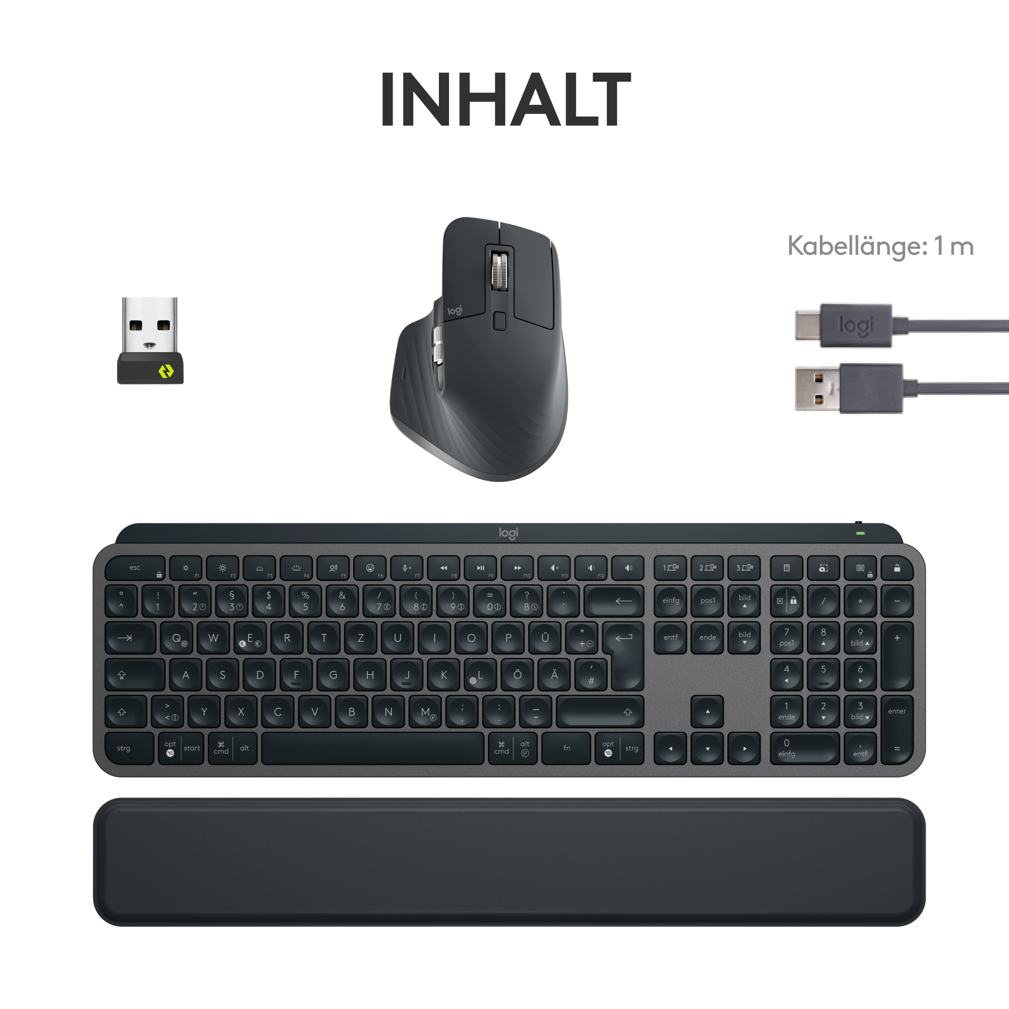 Logitech MX Keys S Combo, Wireless Desktop Set B-Ware Kombination MX Master 3S, MX Keys S und MX Palm Rest Tastaturen Produkt Bild 9