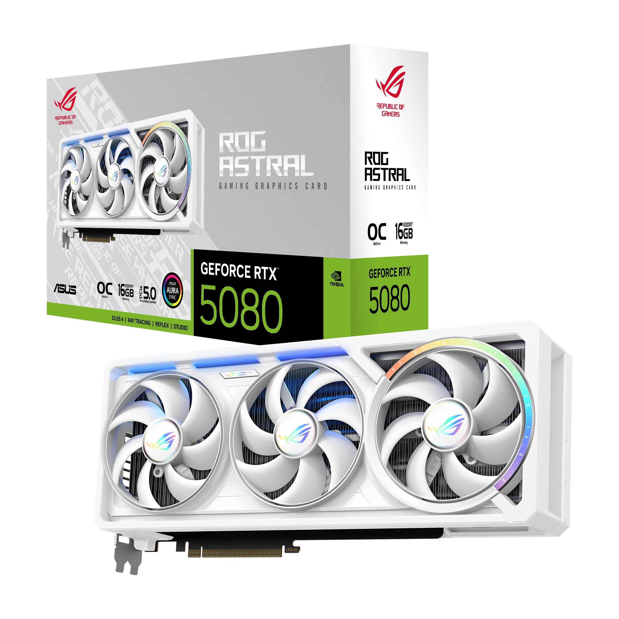 ASUS ROG ASTRAL RTX 5080 O16G White - 16GB GDDR7, 3x DisplayPort, 2x HDMI