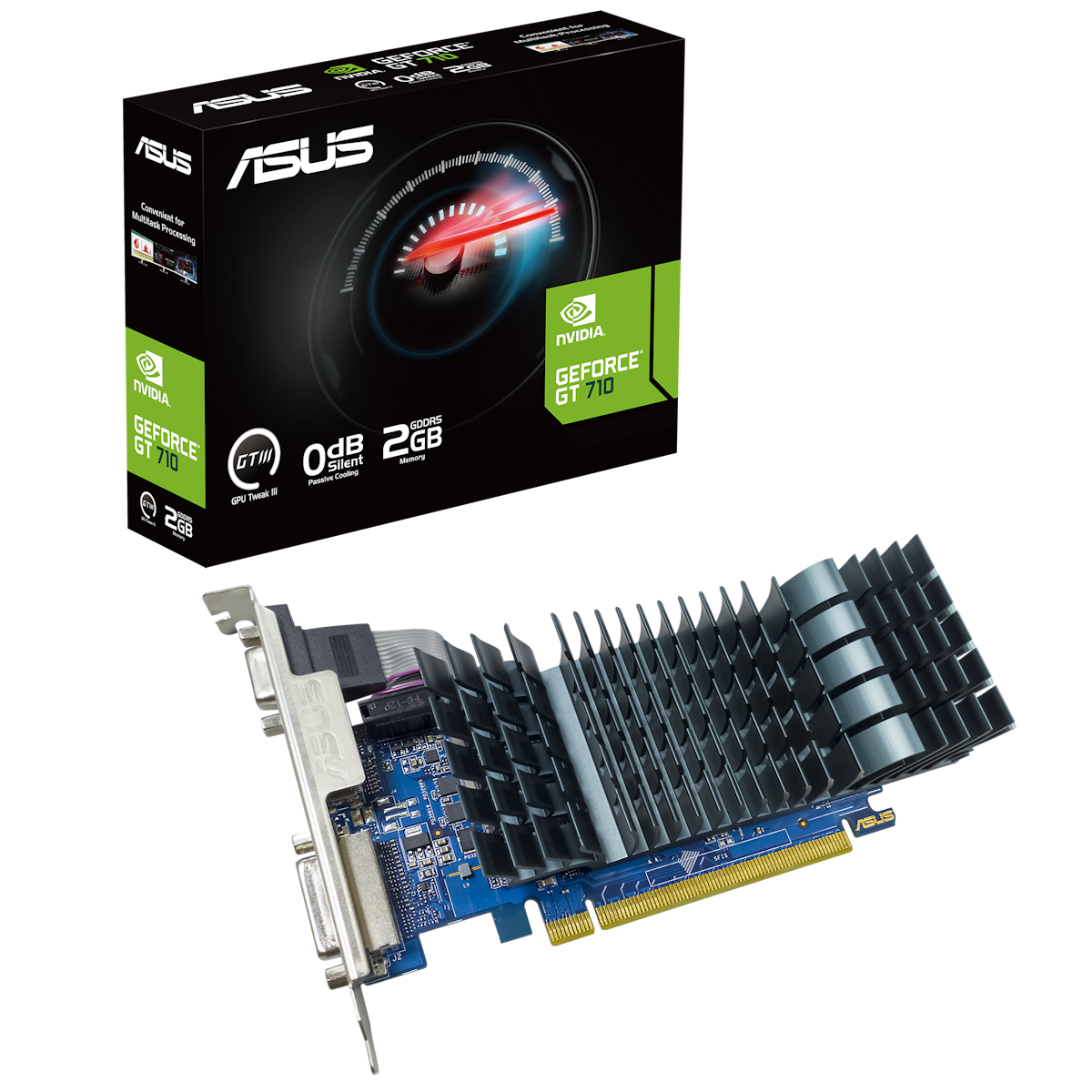 ASUS GeForce GT 710 2GB GDDR5 Grafikkarte - 2GB GDDR5, VGA, DVI, HDMI