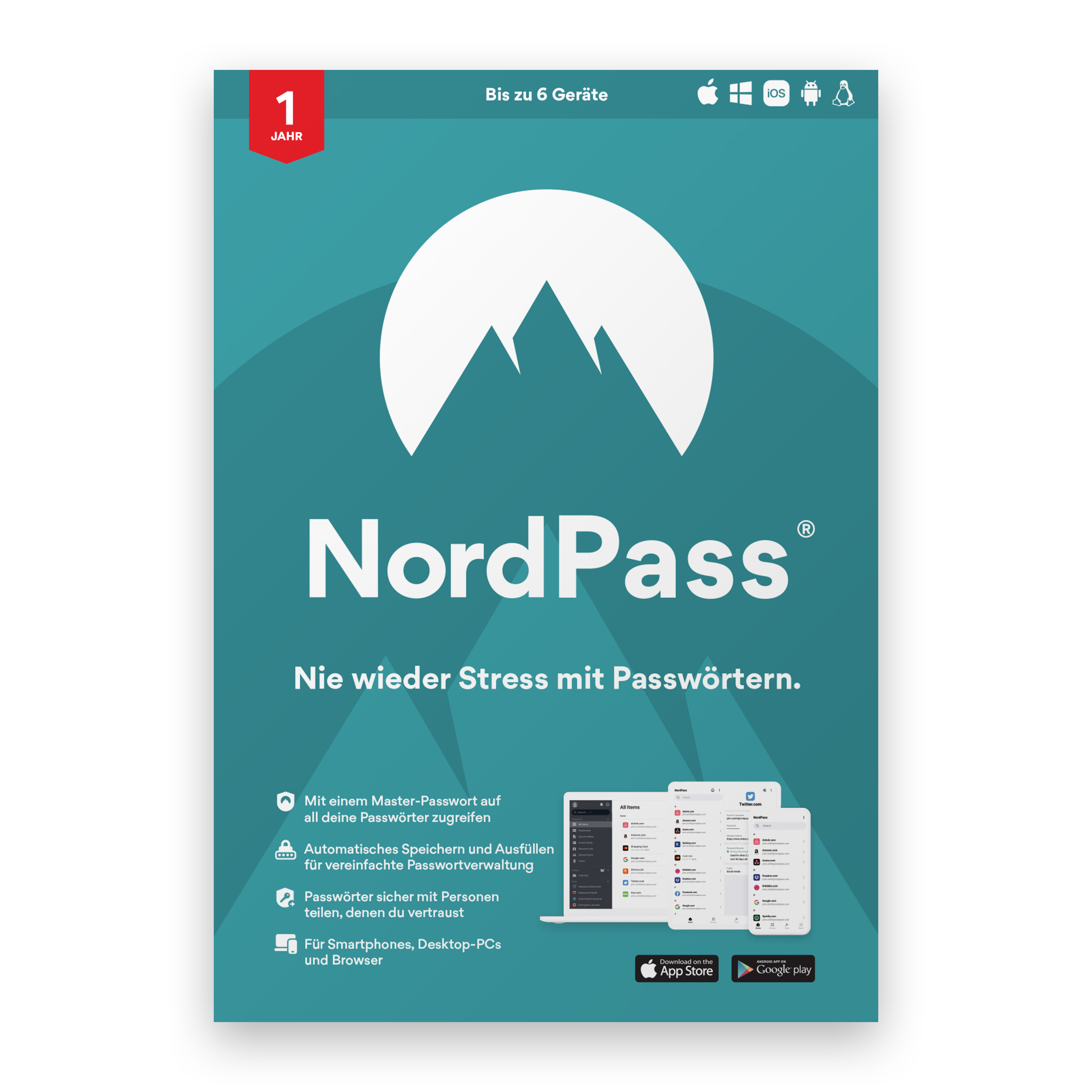 NordVPN NordPass Password Manager 12 Monate Software