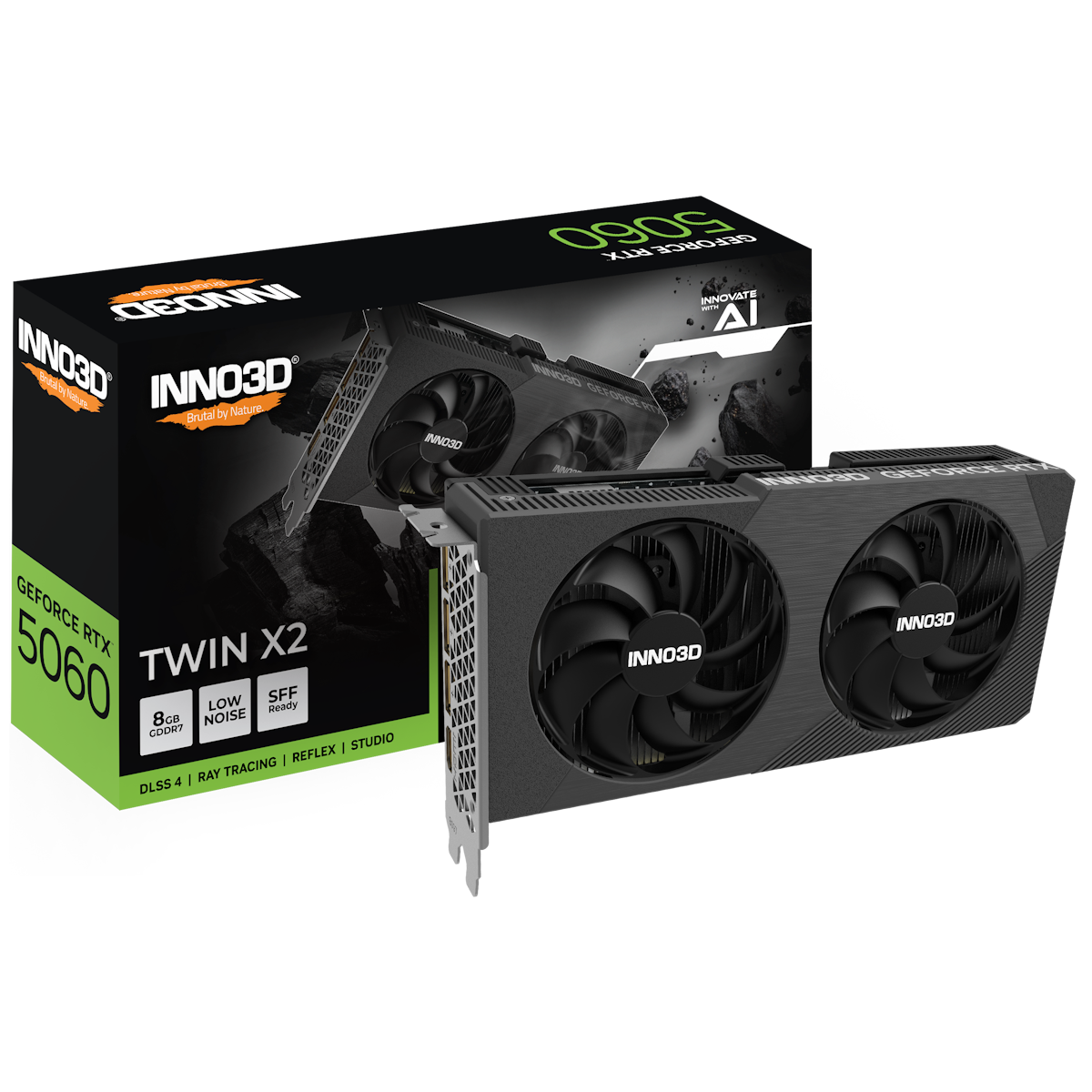 INNO3D GeForce RTX 5060 Twin X2 V2 Grafikkarte - 8GB GDDR7, HDMI, 3x DP