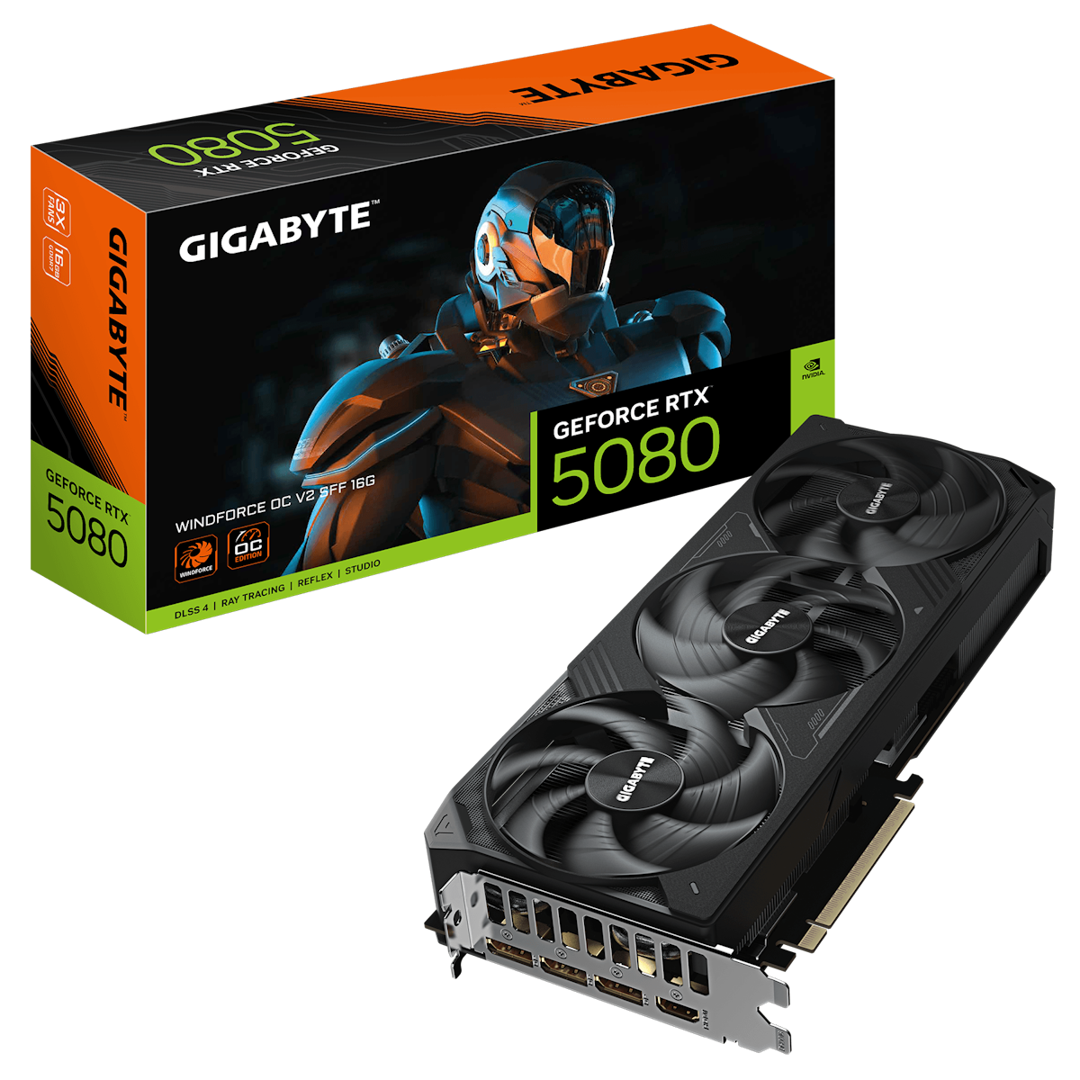 GIGABYTE GeForce RTX 5080 Windforce OC SFF 16G V2 Grafikkarte - 16GB GDDR7, HDMI, 3x DP