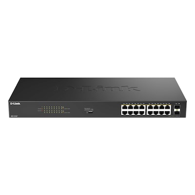 D-Link DGS-1018P Unmanaged Switch 18-Port, 16x 1G RJ45 (PoE+), 2x 1G SFP (Uplink)